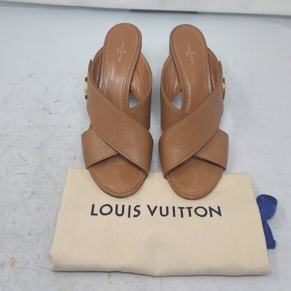 LOUIS VUITTON LV Monogram Cognac Brown Slide Sandal - Picture 9 of 12